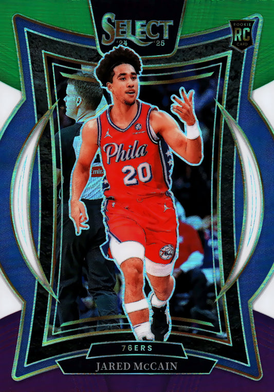 2024 Panini Select NBA Green White Purple Prizm Concourse Jared McCain RC #82 Philadelphia 76ers