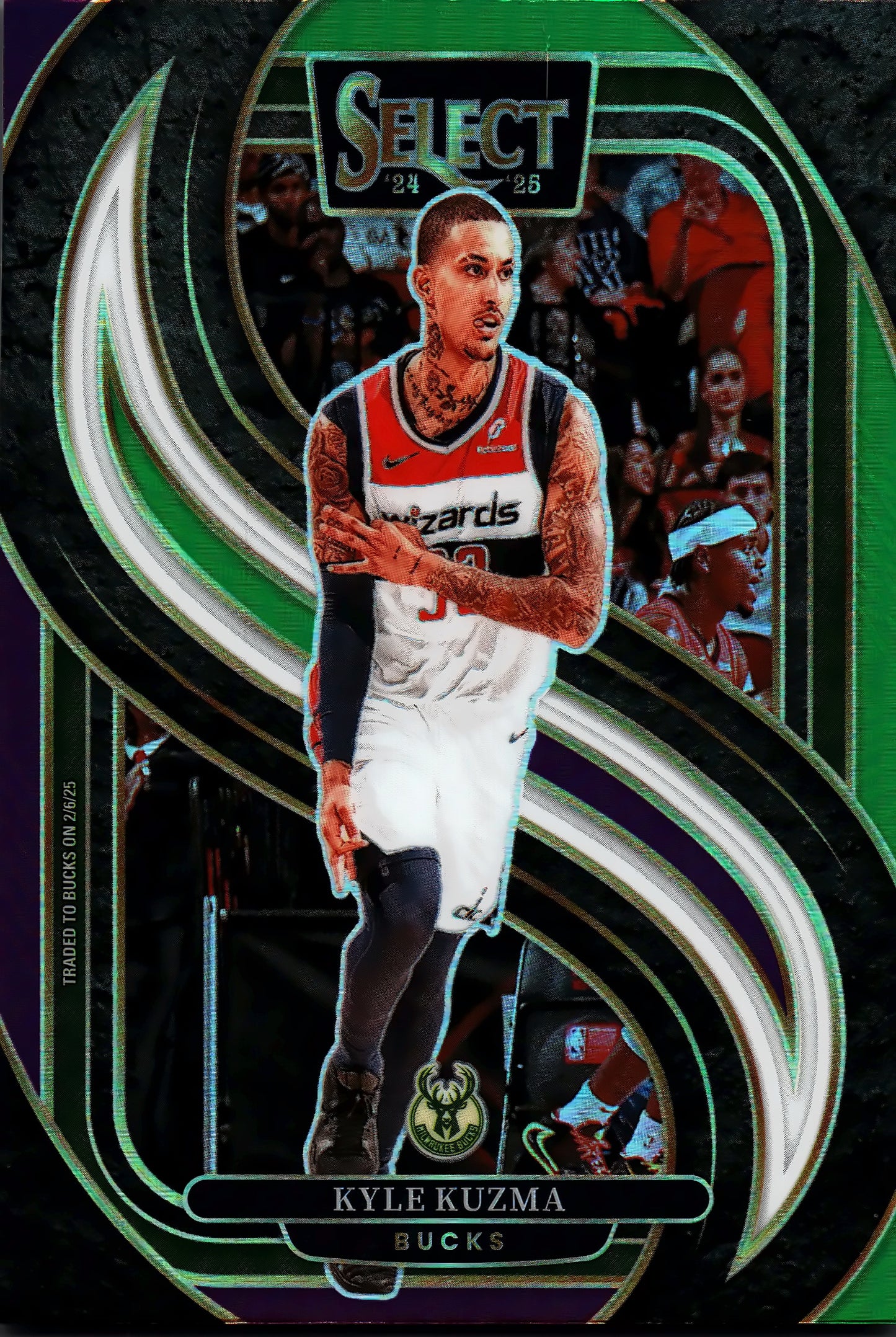 2024 Panini Select NBA Green White Purple Prizm Premier Kyle Kuzma #106 Milwaukee Bucks