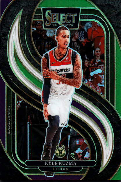 2024 Panini Select NBA Green White Purple Prizm Premier Kyle Kuzma #106 Milwaukee Bucks