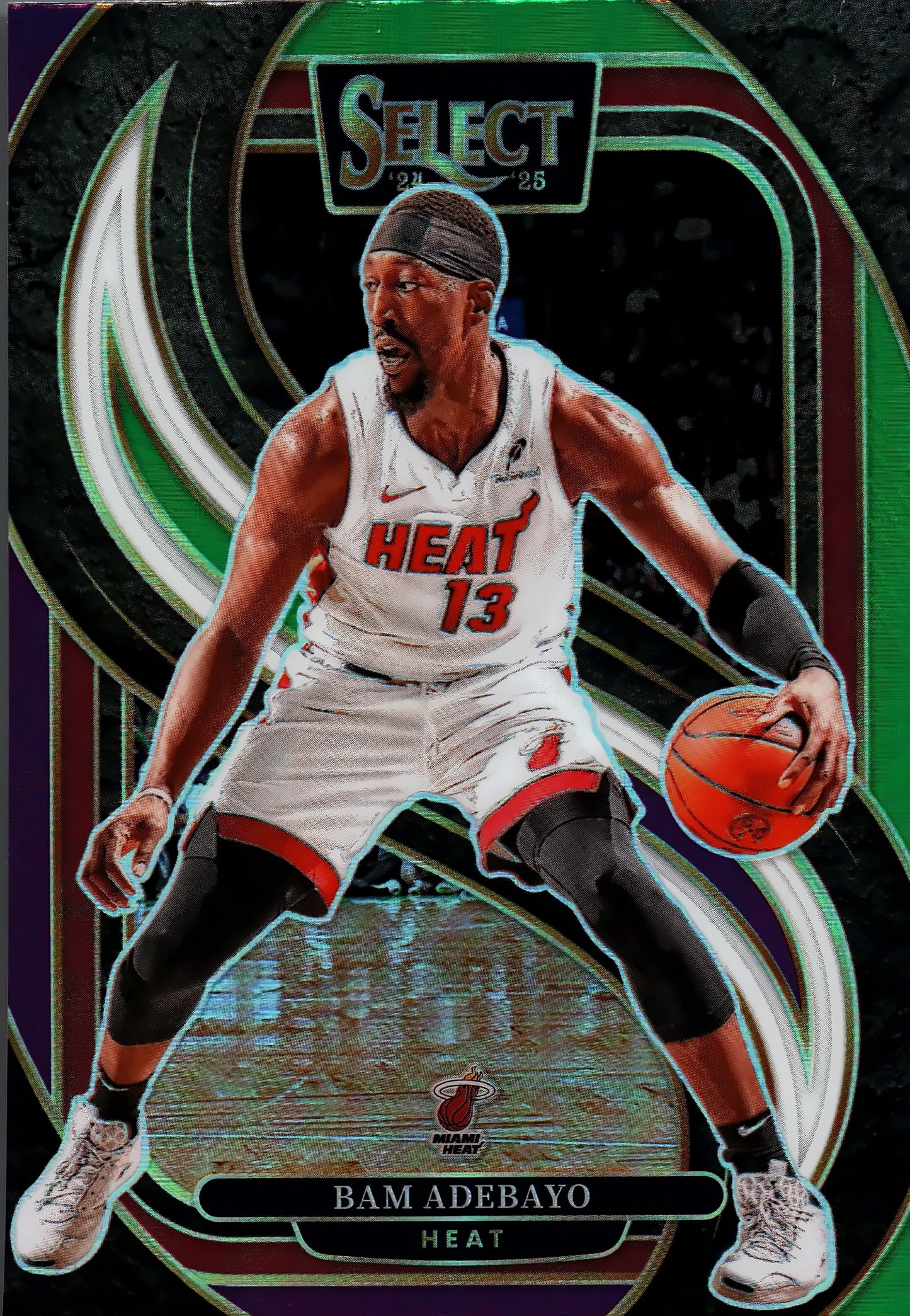 2024 Panini Select NBA Green White Purple Prizm Premier Bam Adebayo #163 Miami Heat