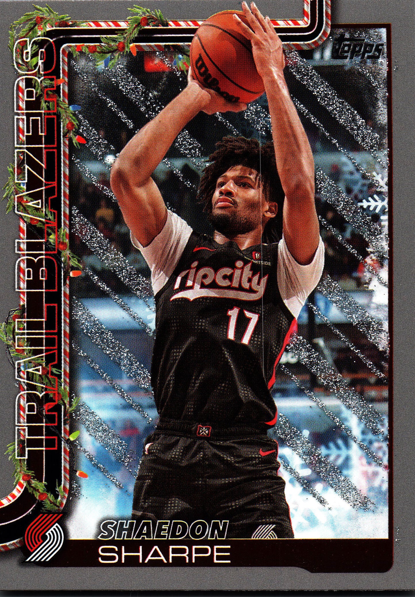 2025 Topps Holiday Glitter Shaedon Sharpe #H98 Portland Trail Blazers