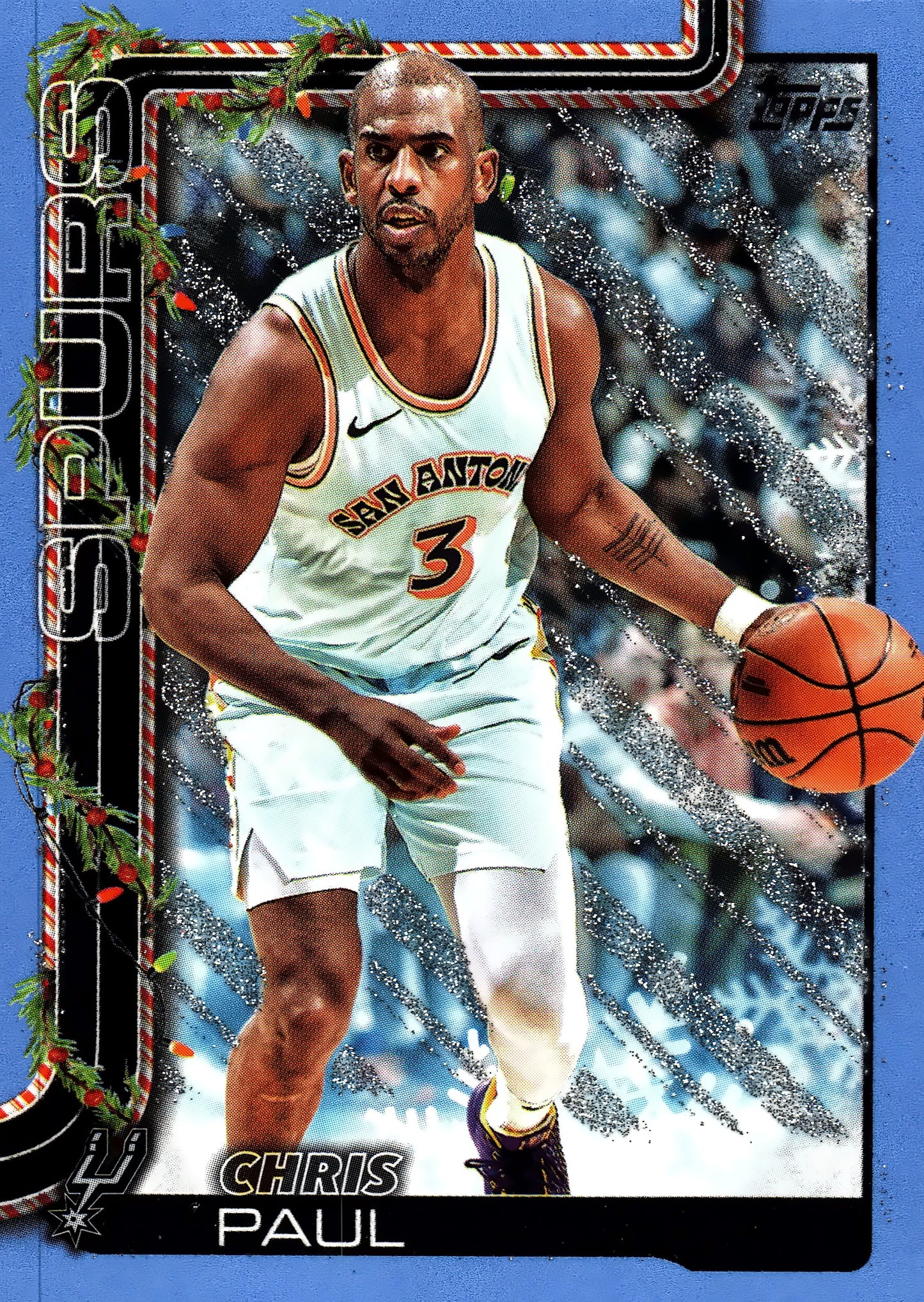 2025 Topps Holiday Light Blue and White Glitter Chris Paul #H159 San Antonio Spurs