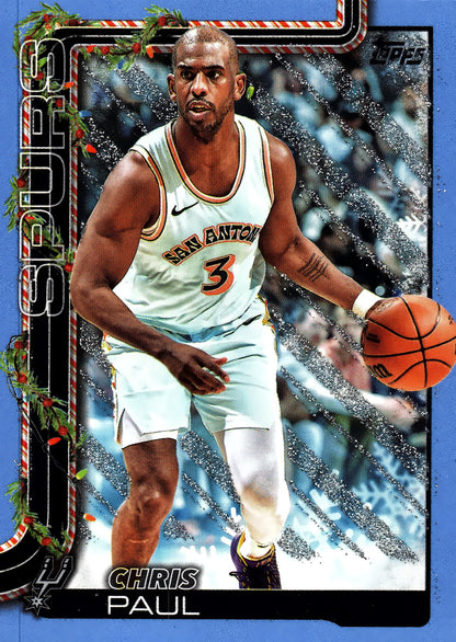 2025 Topps Holiday Light Blue and White Glitter Chris Paul #H159 San Antonio Spurs