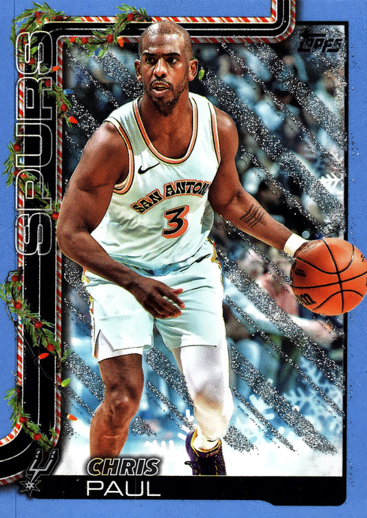 2025 Topps Holiday Light Blue and White Glitter Chris Paul #H159 San Antonio Spurs