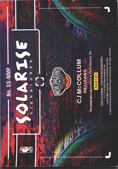 2022 Panini Photogenic Solarise Autograph CJ McCollum #SS-NMP New Orleans Pelicans