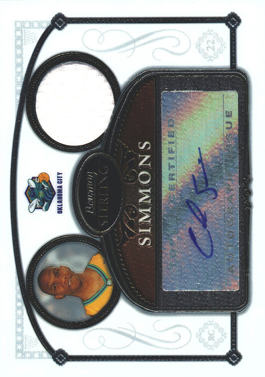 2007 Bowman Sterling Patch Autograph Cedric Simmons #99 Oklahoma City Hornets