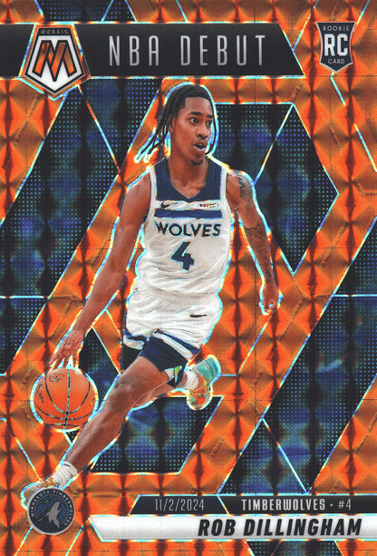2024 Panini Mosaic Orange /249 Rob Dillingham RC #270 Minnesota Timberwolves