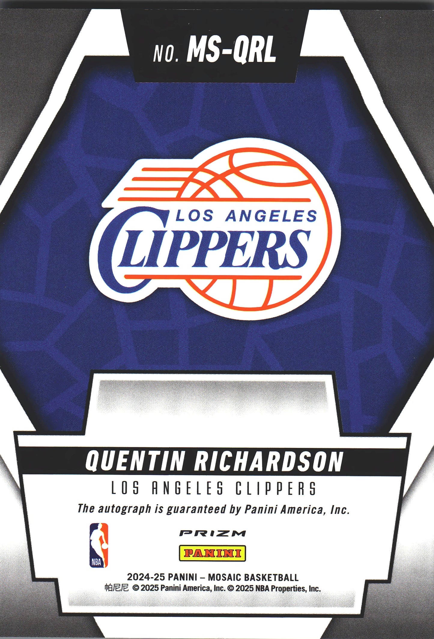 2024 Panini Mosaic Scripts autograph Quentin Richardson #MSQRL Los Angeles Clippers