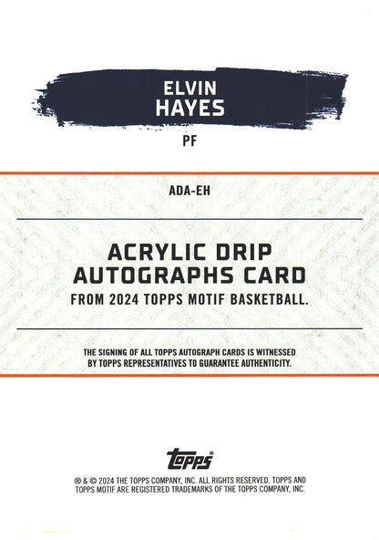 2024 Topps Motif Acrylic Drip Autograph /99 Elvin Hayes #ADA-EH Washington Wizards