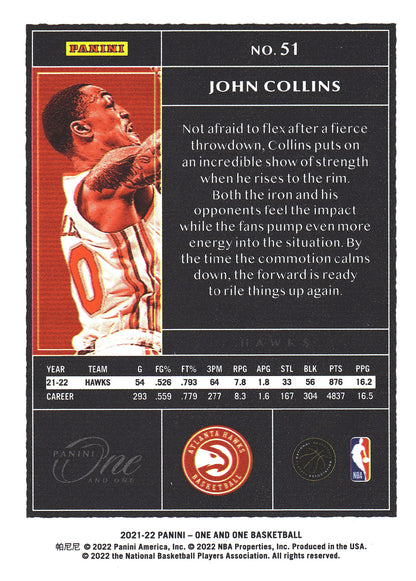 2021 Panini One John Collins /99 #51 Atlanta Hawks