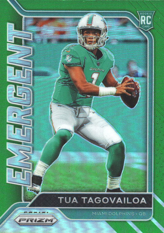 2020 Panini Prizm Green Emergent Tua Tagovailoa RC #2 Miami Dolphins