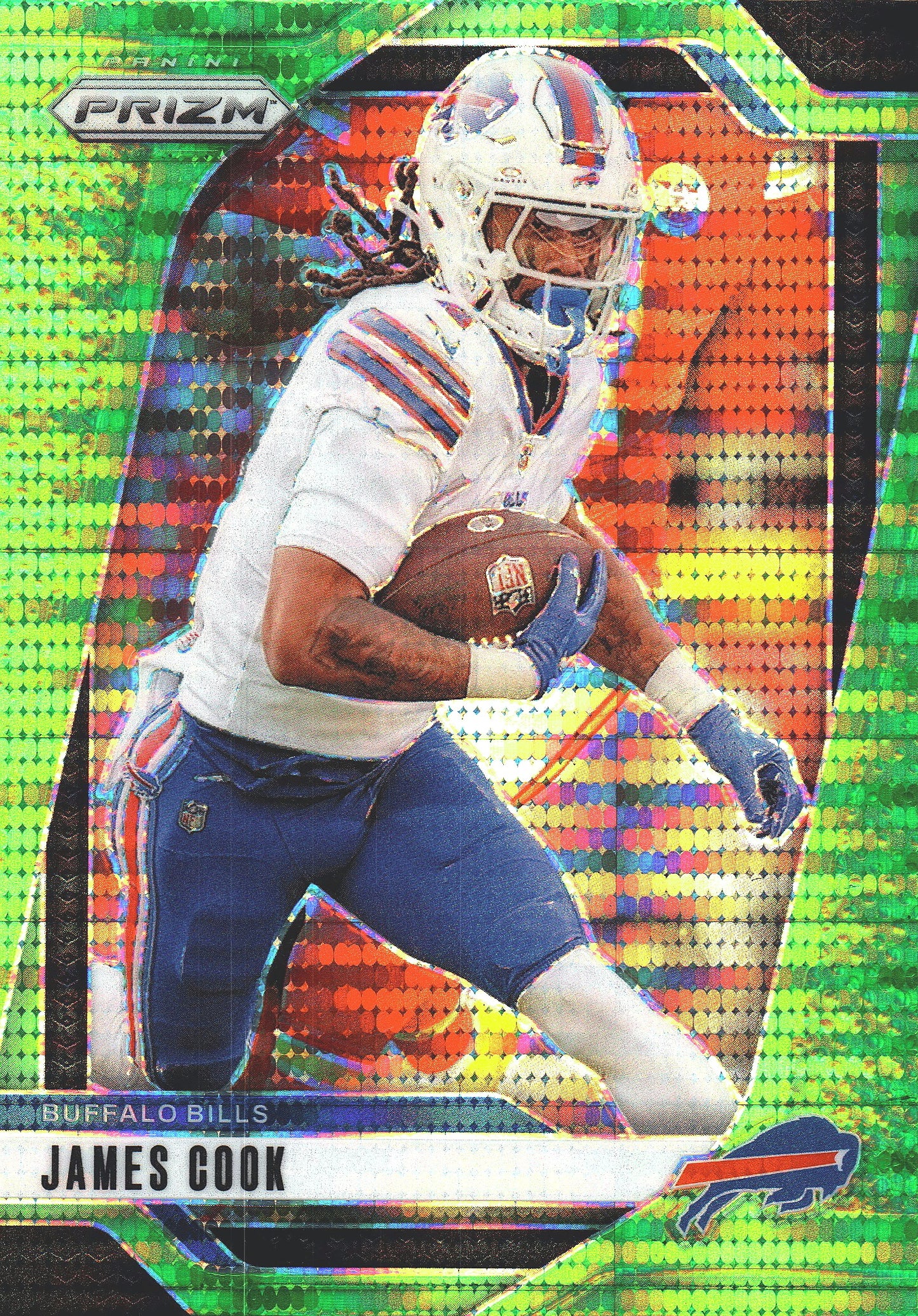 2024 Panini Prizm Neon Green Pulsar James Cook #29 Buffalo Bills
