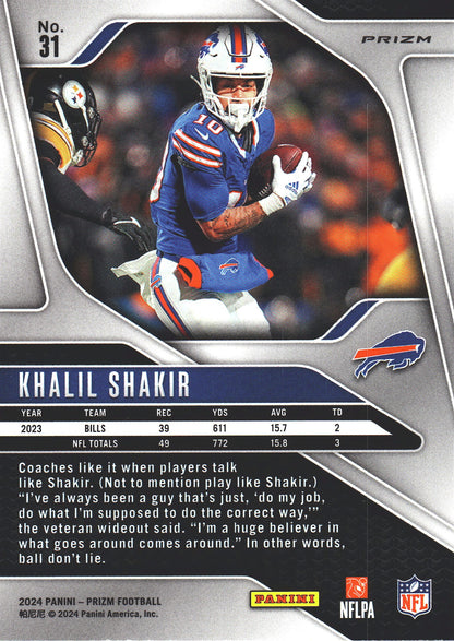 2024 Panini Prizm Neon Green Pulsar Khalil Shakir #31 Buffalo Bills