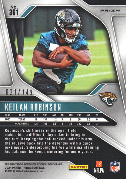 2024 Panini Prizm Red Wave /149 Keilan Robinson #361 Jacksonville Jaguars