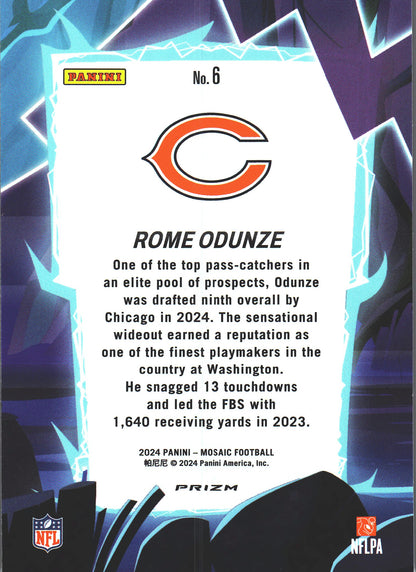2024 Panini Mosaic Silver Rome Odunze RC #6 Chicago Bears