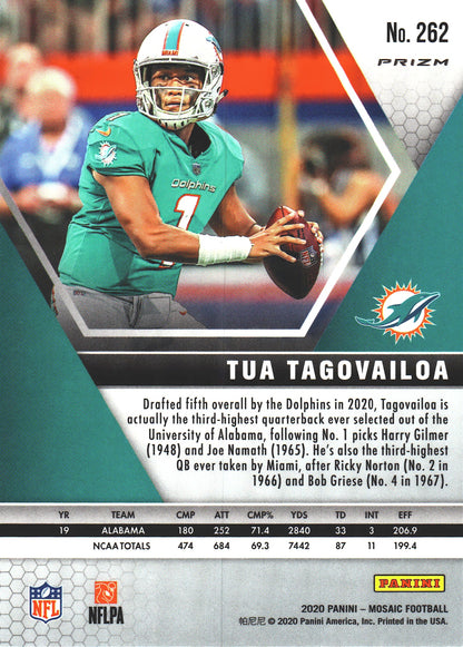 2020 Panini Mosaic Pink RC NFL Debut Tua Tagovailoa #262 Miami Dolphins