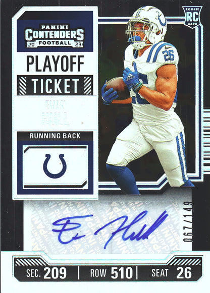 2023 Panini Contenders Autograph Evan Hull RC /149 #235 Indianapolis Colts
