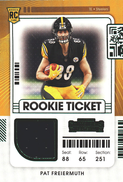 2021 Panini Contenders Patch Green RC Pat Freiermuth #RTS-PFR Pittsburgh Steelers
