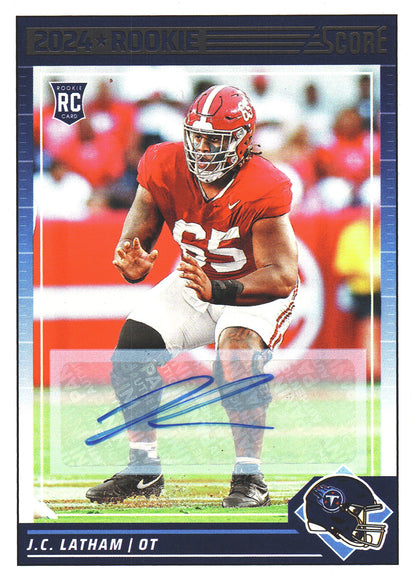 2024 Panini Score Autograph JC Latham RC #318 Tennessee Titans