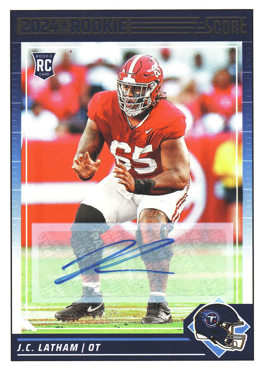 2024 Panini Score Autograph JC Latham RC #318 Tennessee Titans