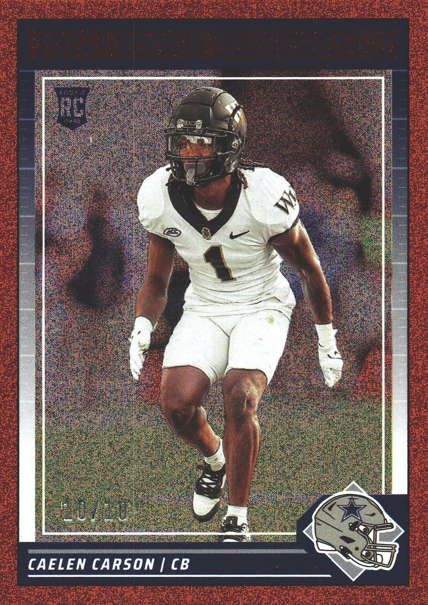 2024 Panini Score Dots Red /10 Caelen Carson RC #368 Dallas Cowboys