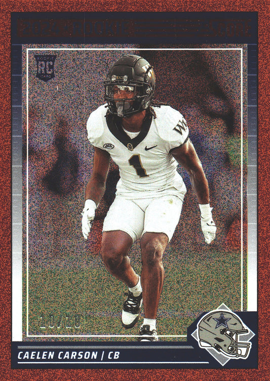 2024 Panini Score Dots Red /10 Caelen Carson RC #368 Dallas Cowboys