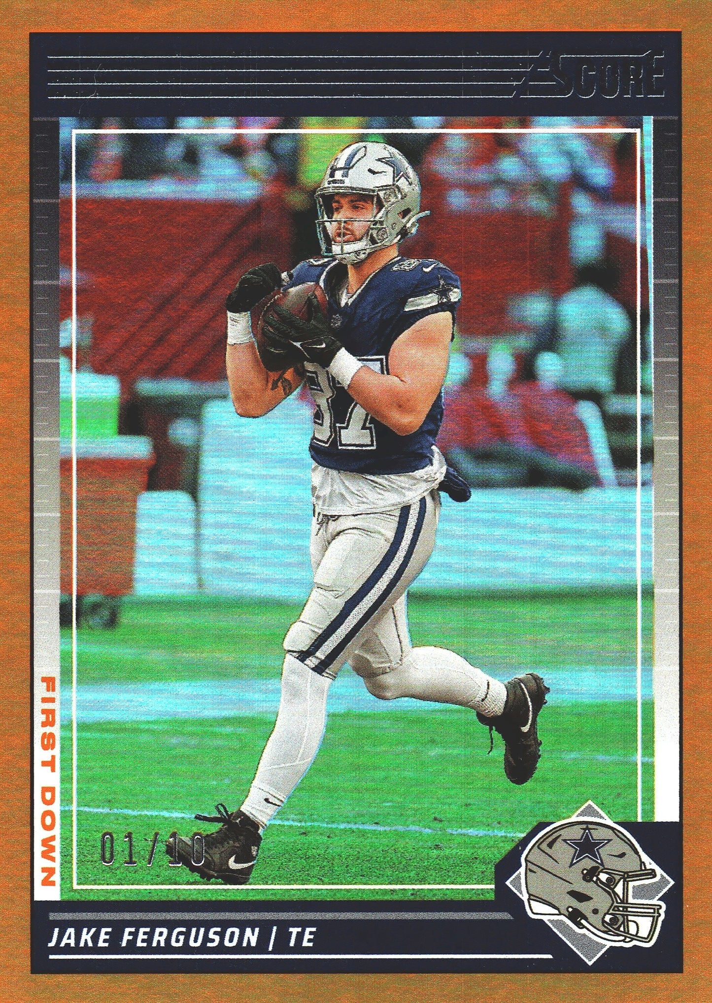 2024 Panini Score Gold First Down /10 Jake Ferguson #76 Dallas Cowboys