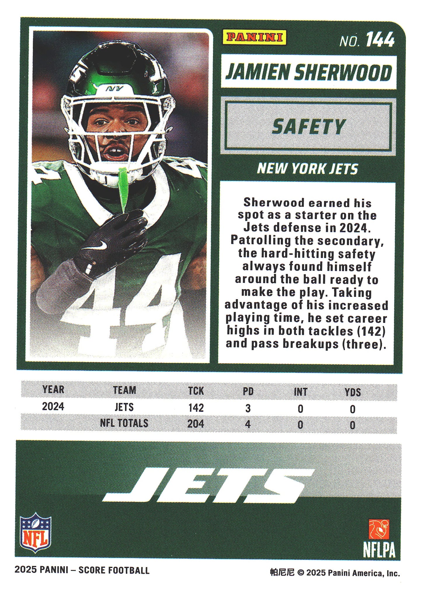 2024 Panini Prizm Blue /35 Jamien Sherwood #144 New York Jets