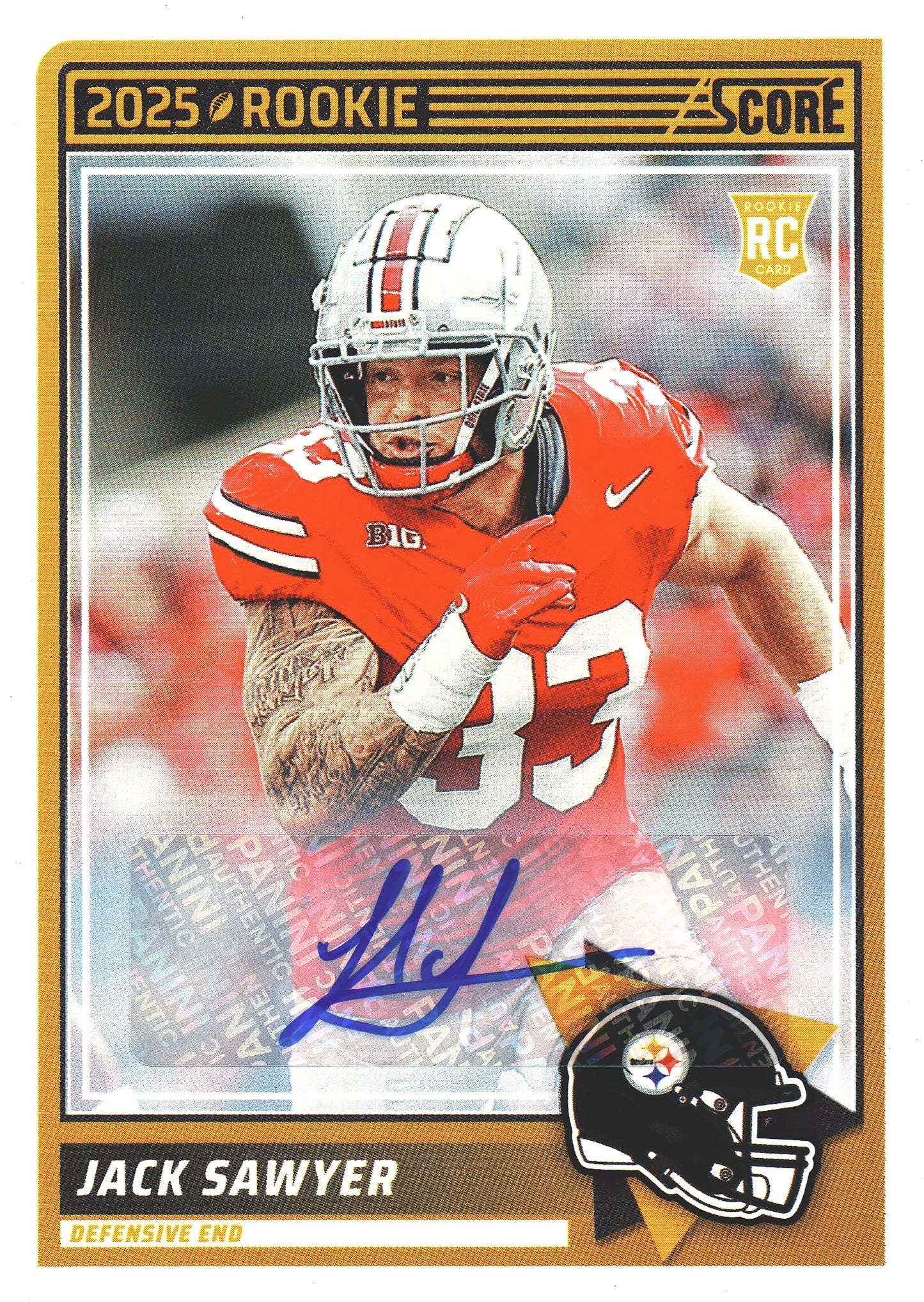 2025 Panini Score Autograph Jack Sawyer RC #83 Pittsburgh Steelers