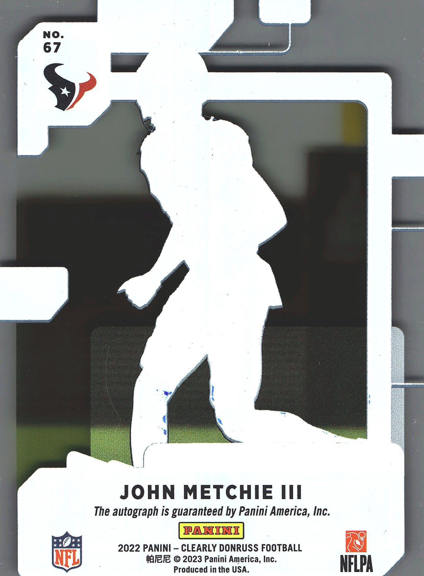 2022 Panini Clearly Donruss Rated Rookie Autograph John Metchie III RC #67 Houston Texans