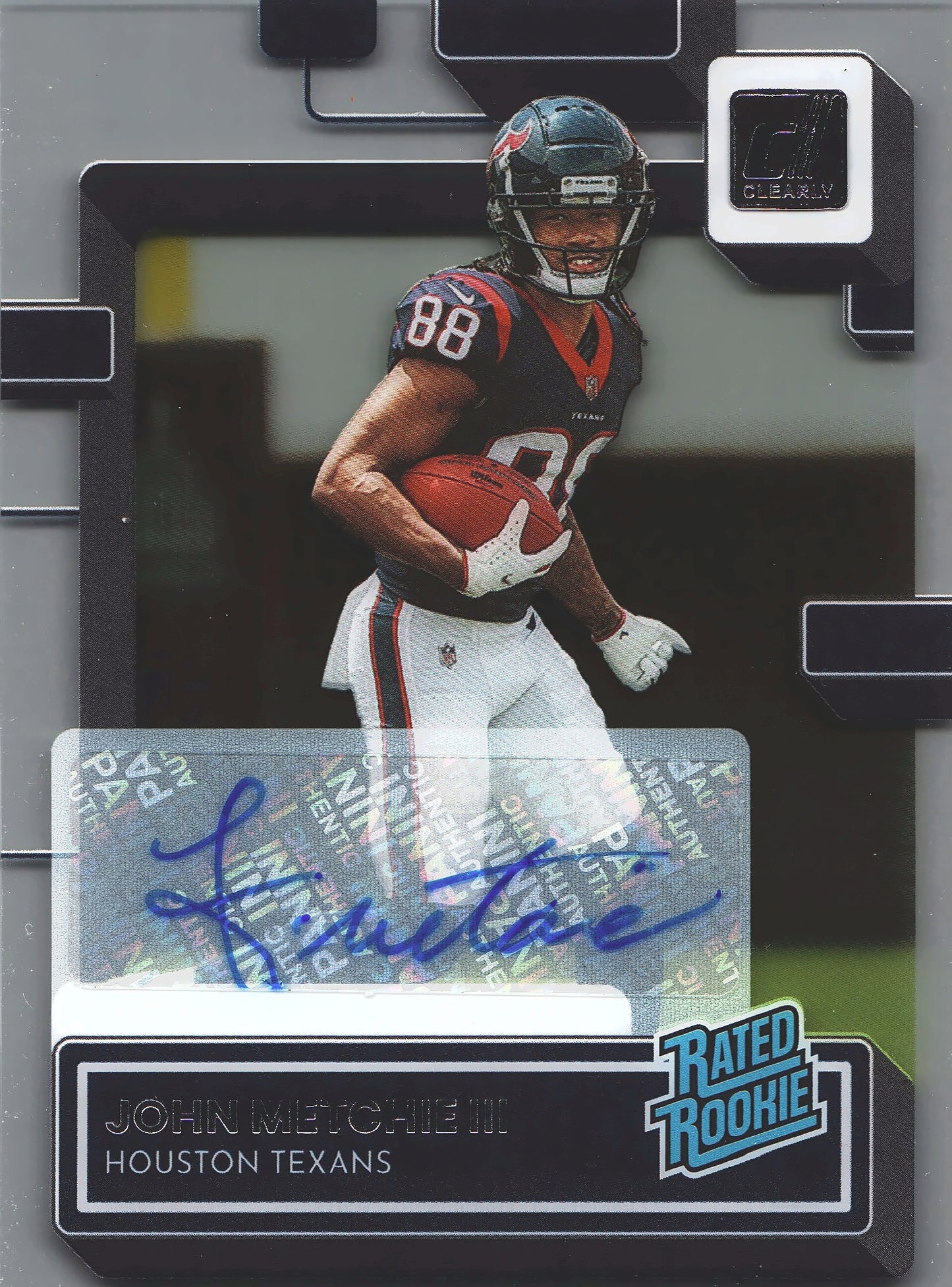 2022 Panini Clearly Donruss Rated Rookie Autograph John Metchie III RC #67 Houston Texans