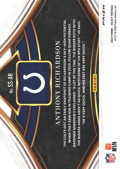 2023 Panini Select Snapshot Silver Anthony Richardson RC #SS-AR Indianapolis Colts