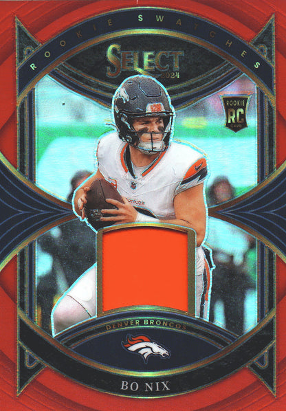 2024 Panini Select Rookie Swatches Red Patch Bo Nix RC #RS-BNX Denver Broncos