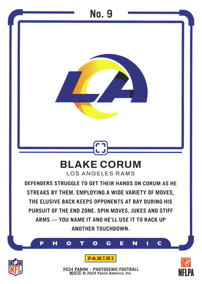 2024 Panini Photogenic Silver /150 Draft Snapshots RC Blake Corum #9 Los Angeles Rams