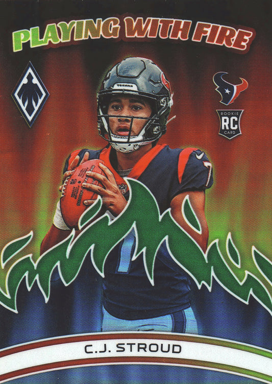 2023 Panini Phoenix Playing With Fire Green /15 CJ Stroud RC #PWF-2 Houston Texans