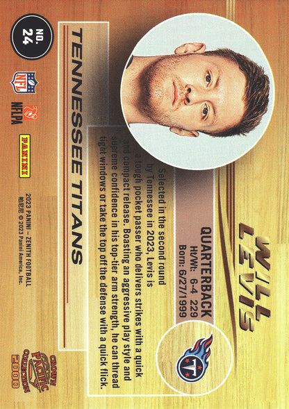 2023 Panini Zenith Football Crown Pacific Collection Will Levis #24 Tennessee Titans