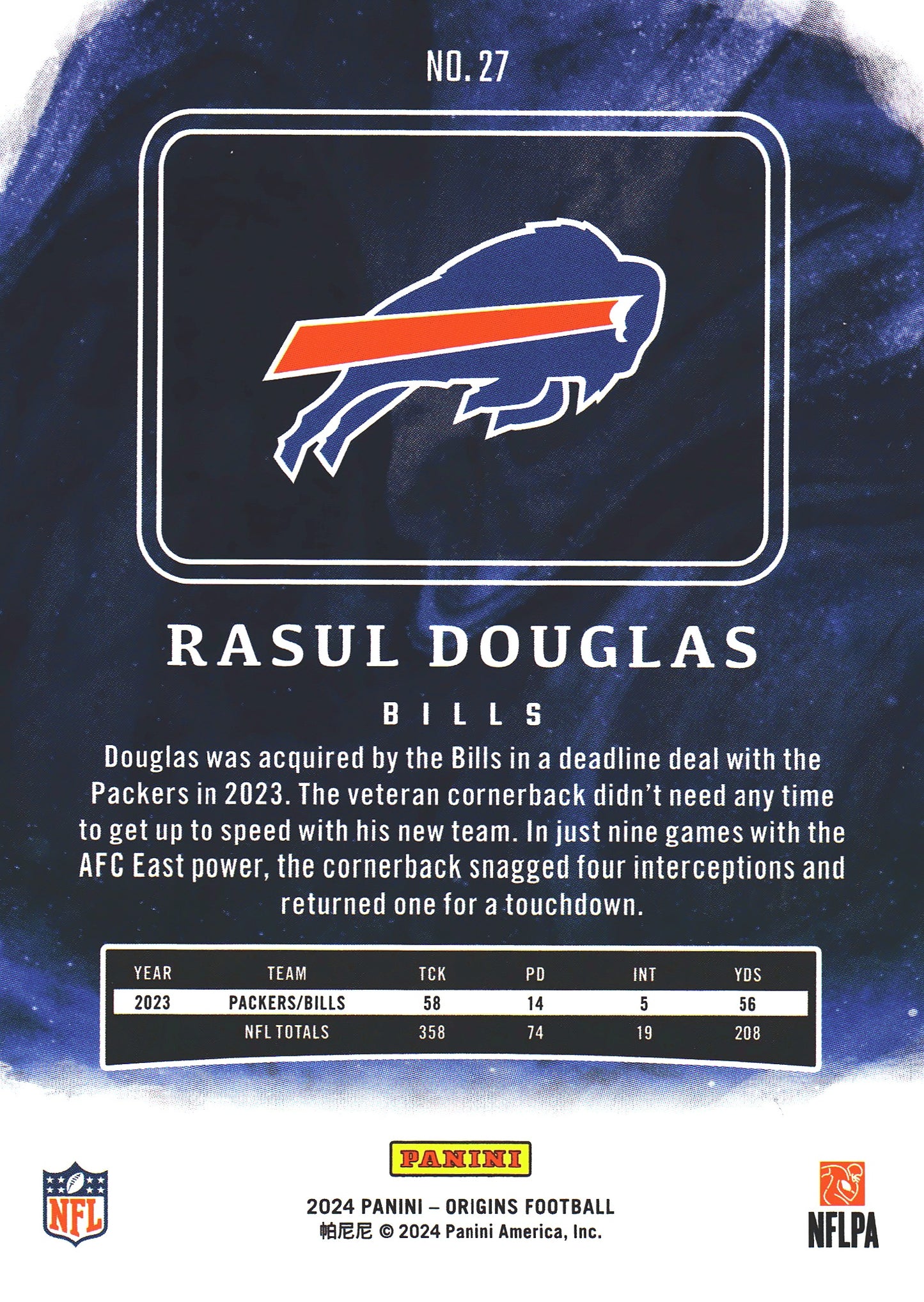 2024 Panini Origins Rasul Douglas #27 Buffalo Bills