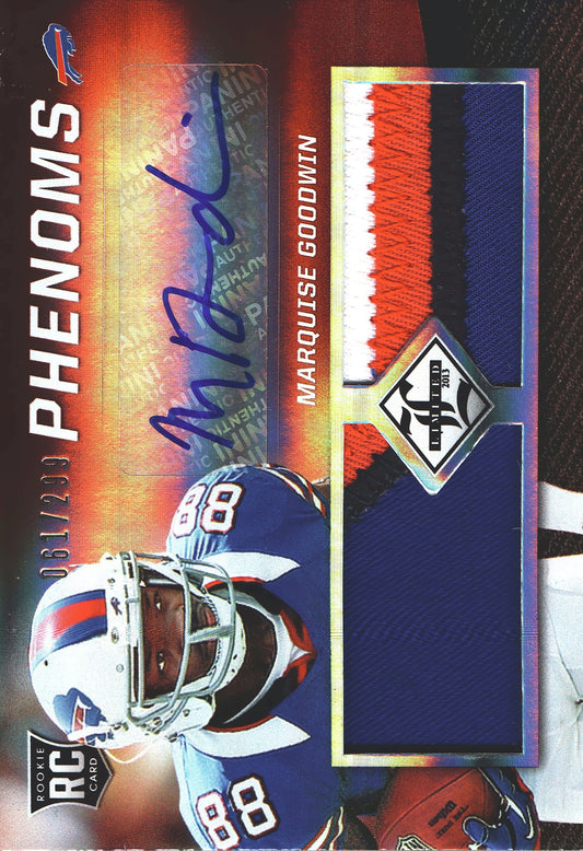 2013 Panini Limited RPA Patch Autograph RC /299 Marquise Goodwin #225 Buffalo Bills