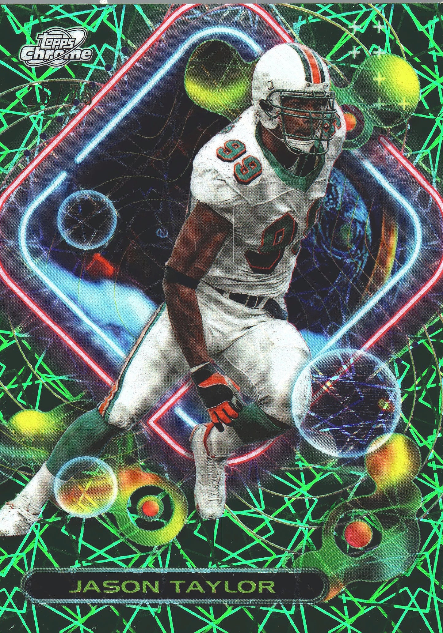 2024 Topps Composite Green Laser Chrome Cosmic /75 Jason Taylor #278 Miami Dolphins