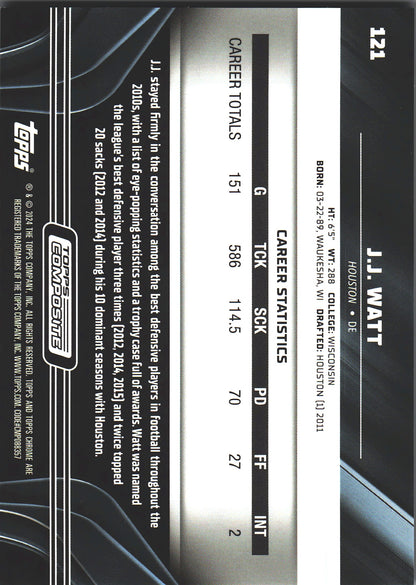 2024 Topps Composite Chrome Black /15 J.J. Watt #121 Houston Texans