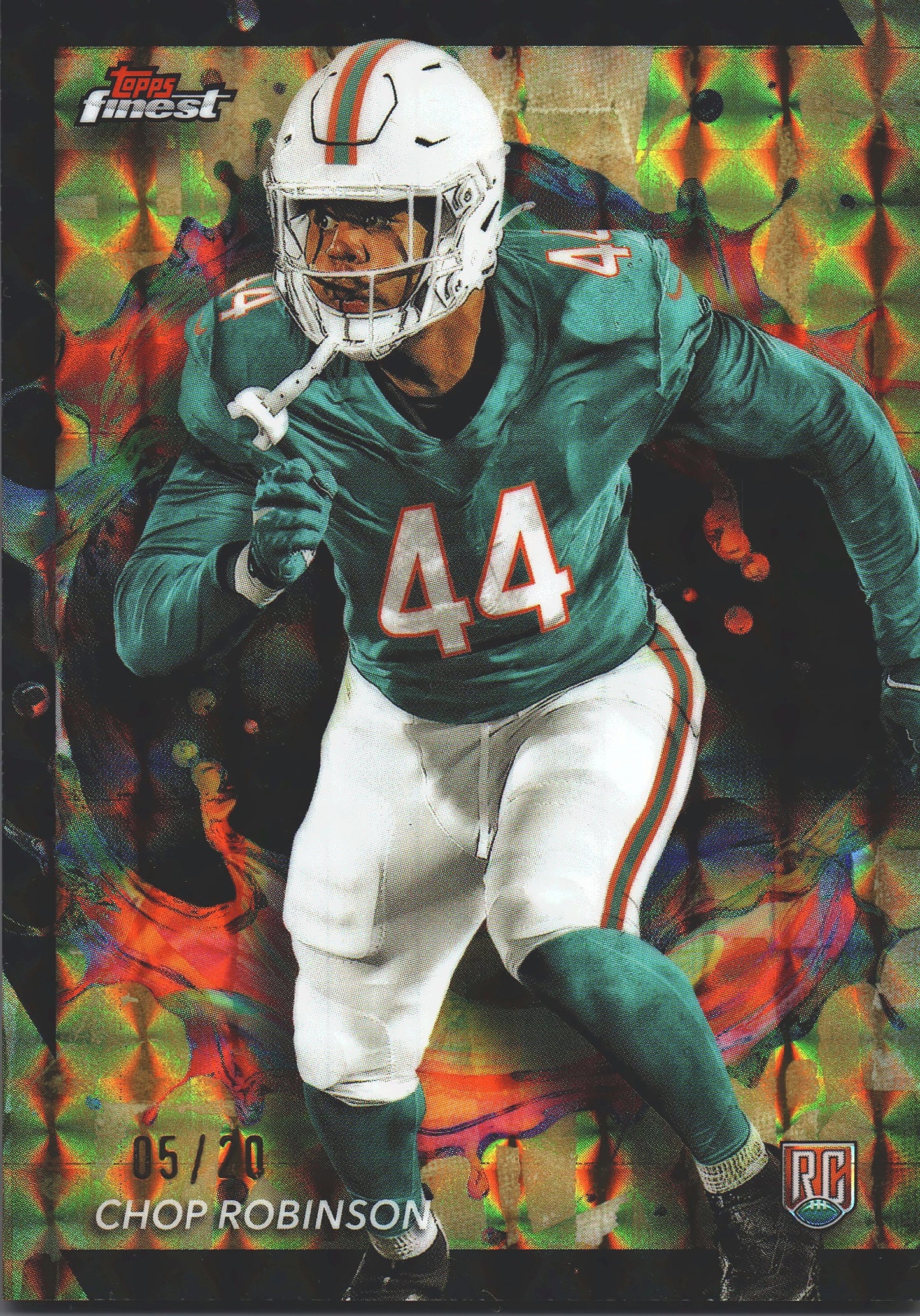2024 Topps Finest Rare Gold /20 Chop Robinson RC #287 Miami Dolphins