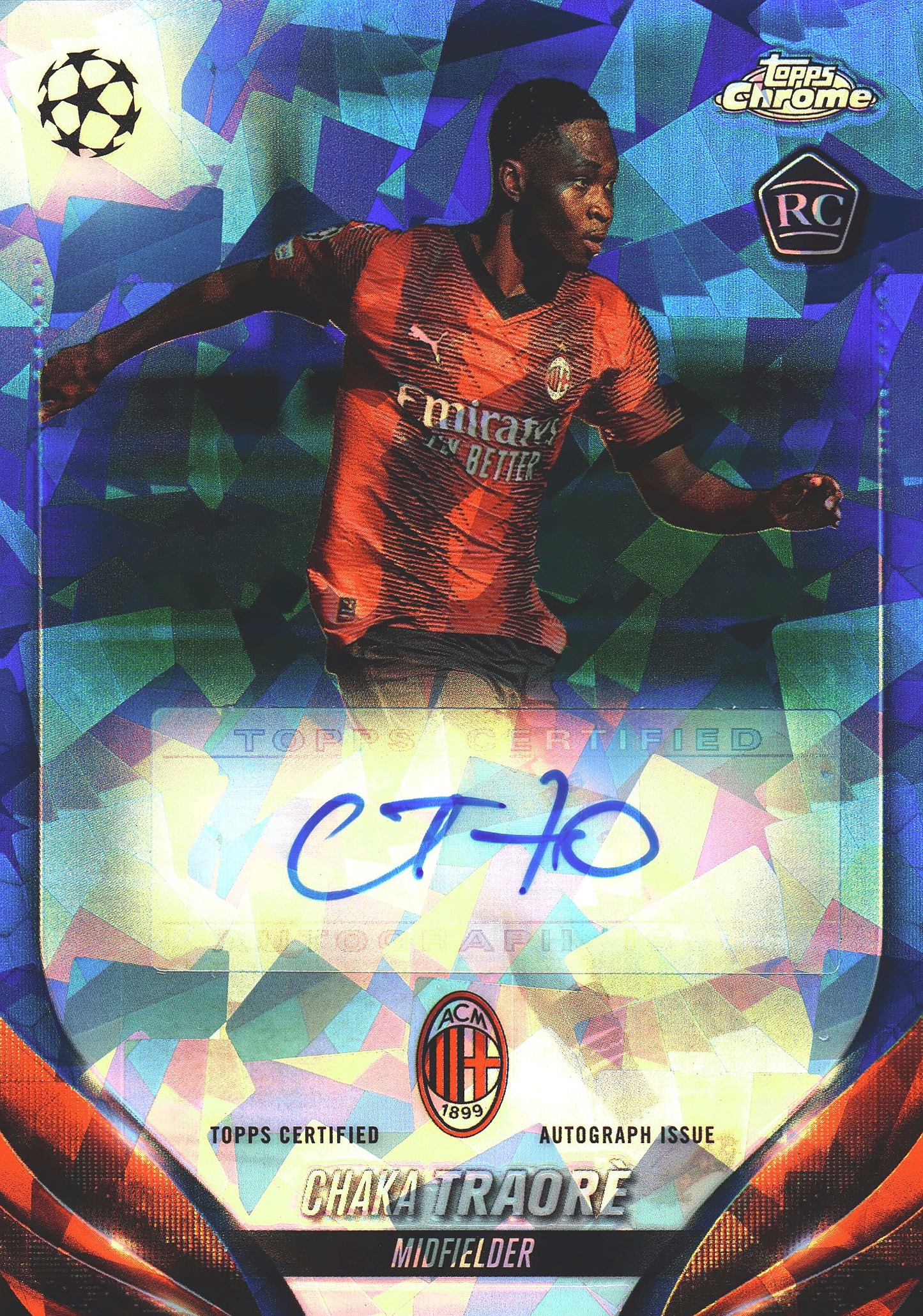 2023 Topps Chrome UCC Sapphire Chaka Traoré Autograph RC #CA-TR AC Milan