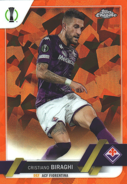 2022 Topps Chrome UCC Sapphire Orange /50 Cristiano Biraghi #89 ACF Fiorentina
