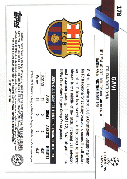 2022 Topps Chrome UCC Sapphire SP Image Variation Gavi #178 FC Barcelona