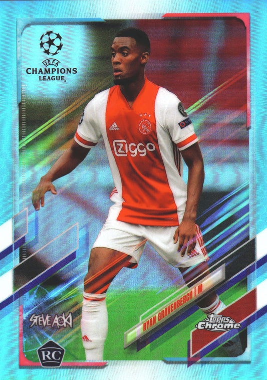 2020 Topps Chrome UCC Aqua /150 Steve Aoki Ryan Gravenberch #98 Ajax Amsterdam