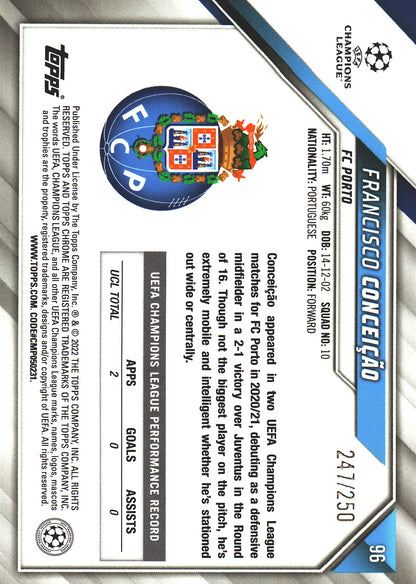 2021 Topps Chrome UCC Purple /250 Francisco Conceicao RC #96 FC Porto