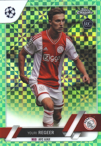 2022 Topps Chrome UCC Green Neon X-Fractor /399 Youri Regeer RC #179 Ajax Amsterdam