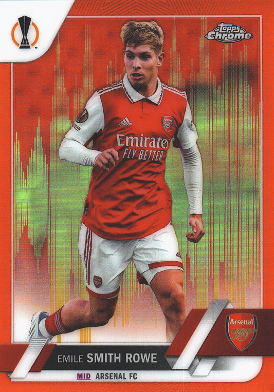 2022 Topps Chrome UCC SP Orange & Gold Seismic Refractor Emile Smith Rowe #55 Arsenal