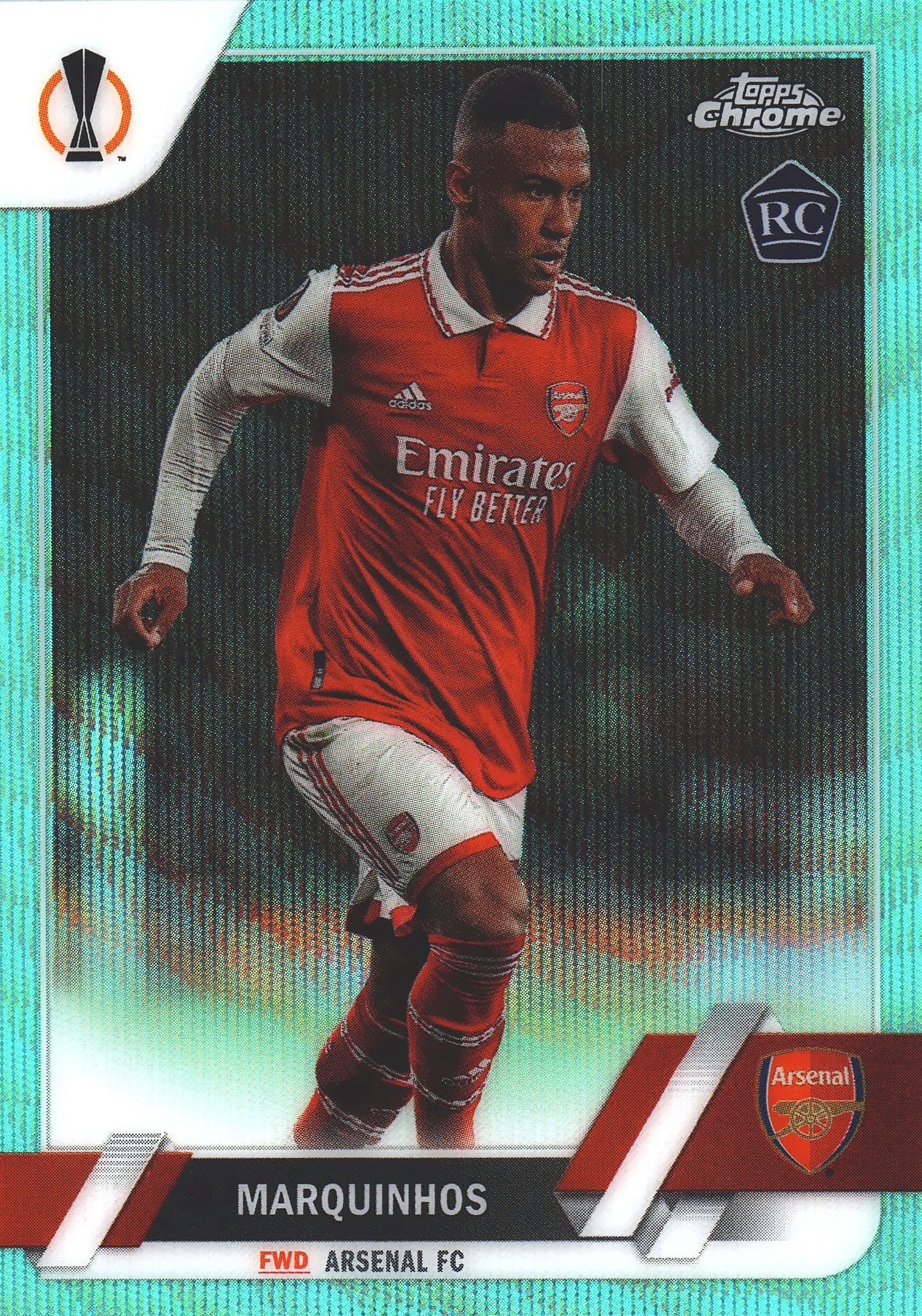 2022 Topps Chrome UCC Aqua Lava /199 Marquinhos RC #188 Arsenal