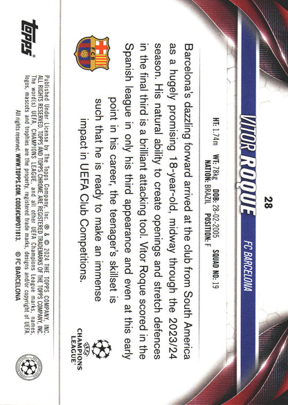 2023 Topps Chrome Blue Geometric Refractor /150 Vitor Roque RC #18 FC Barcelona